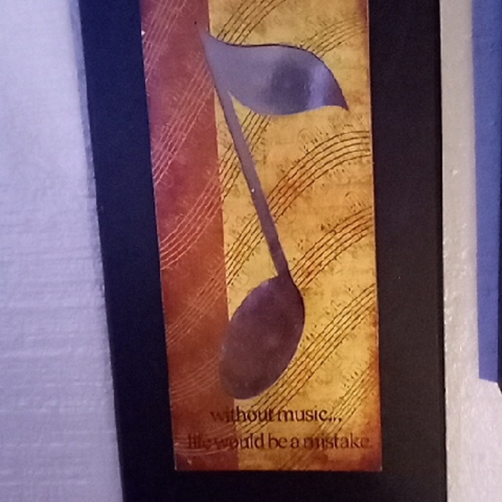 Musical Note Wall Art in Black Frame